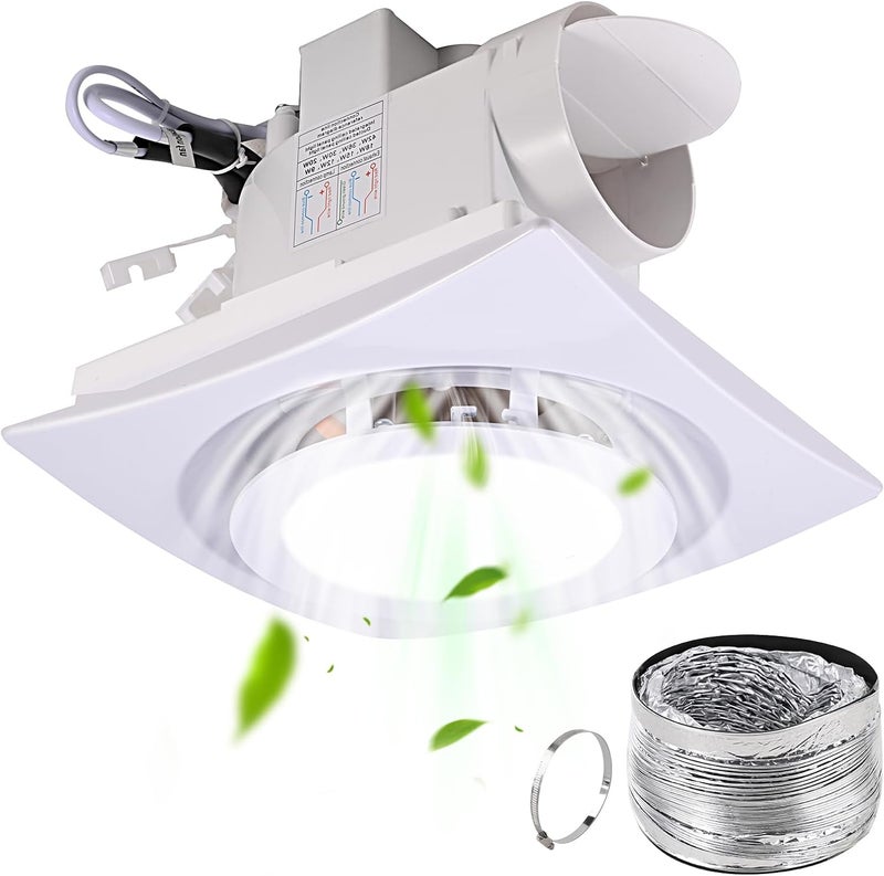 FEITON Bathroom Fan with Light Exhaust Fan Ceiling Mount Vent Fan Light Combo, 30W, 110V, 110 CFM 1.0 Sones, Square Quiet Ventilation Fan with LED Light - Image 1
